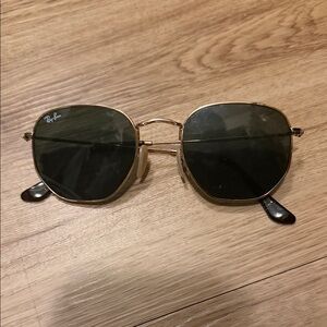 Ray-Ban Gold Frame Sunglasses with Black Lenses